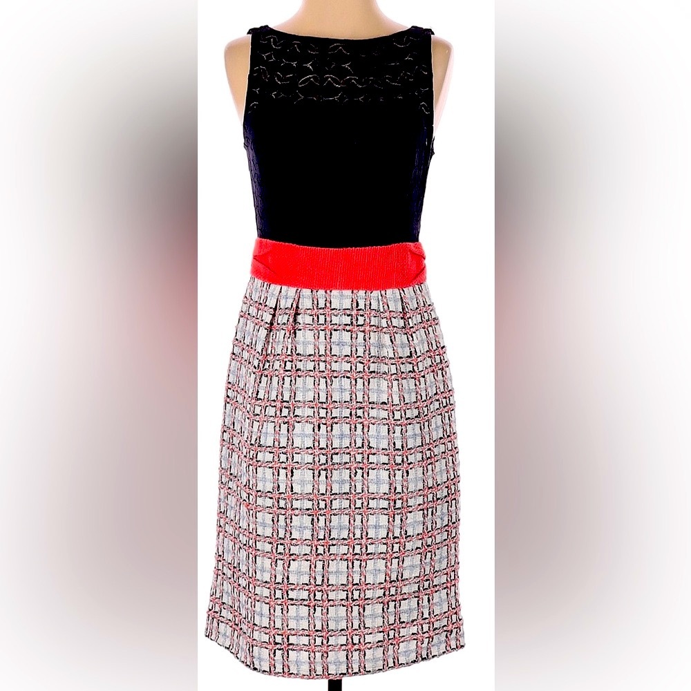 Milly tweed boucle colorblock sheath dress size 2